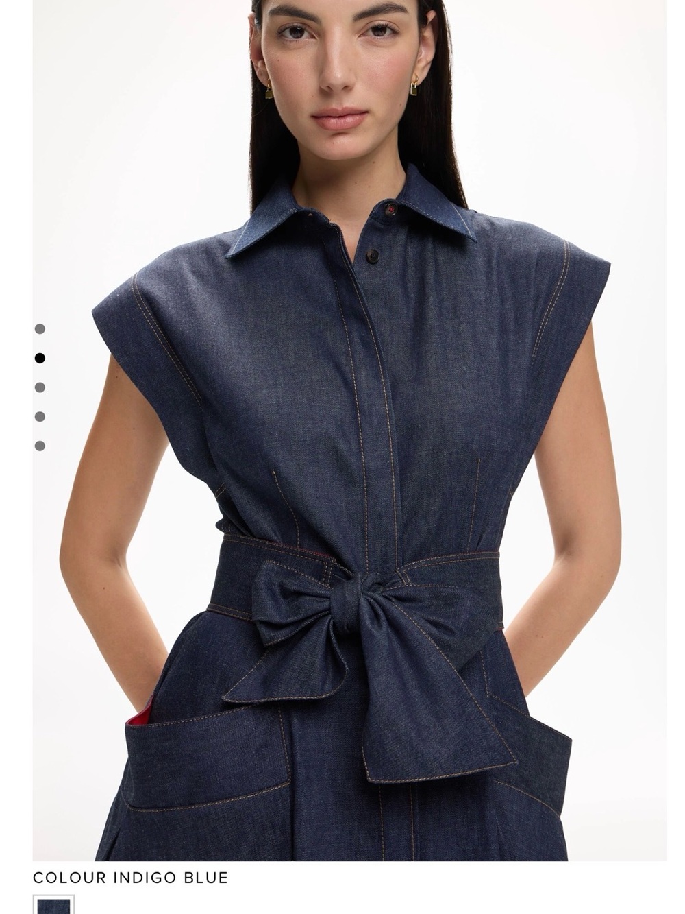 NWT Carolina Herrera Denim Dress With Bow Indigo Blue Size 4 - Picture 6 of 8